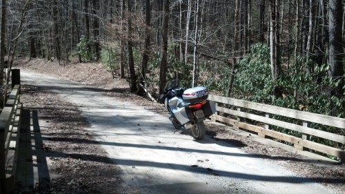 Bike parked on bridge in GSMNP