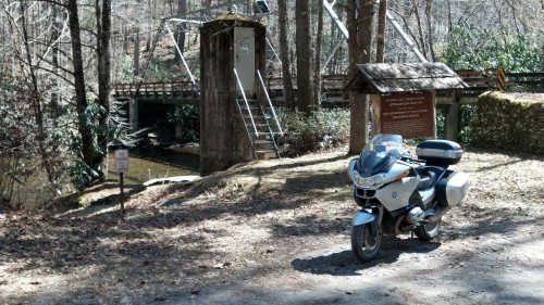Bike, bridge, and streamflow station in GSMNP